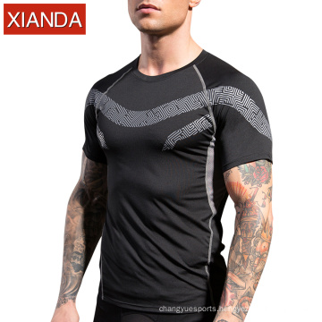 Men's Print Fitness T-shirt Training Running Sportswear Breathable High Elasticity Quick-drying T-shirt Top